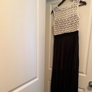 Evening dress new with tags black, white and nude